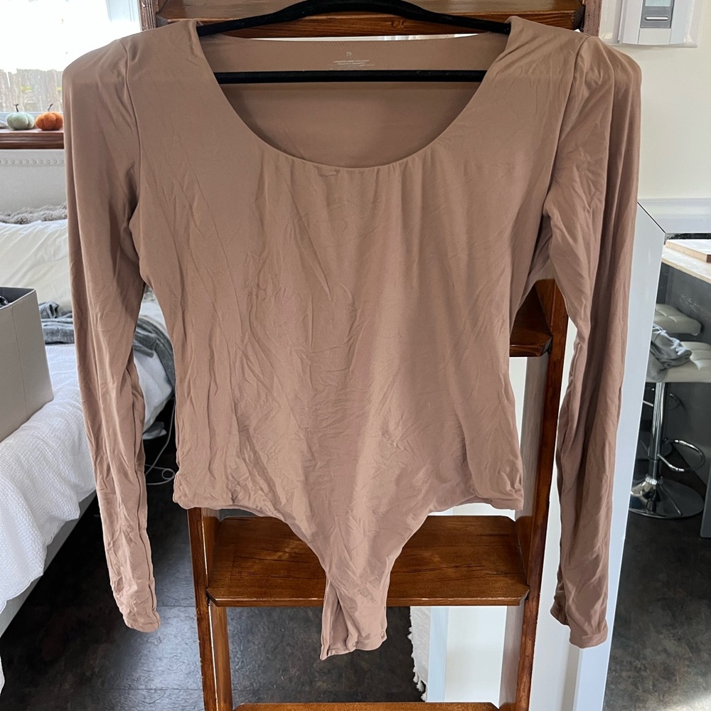 Women's Long Sleeve Bodysuit - Tan